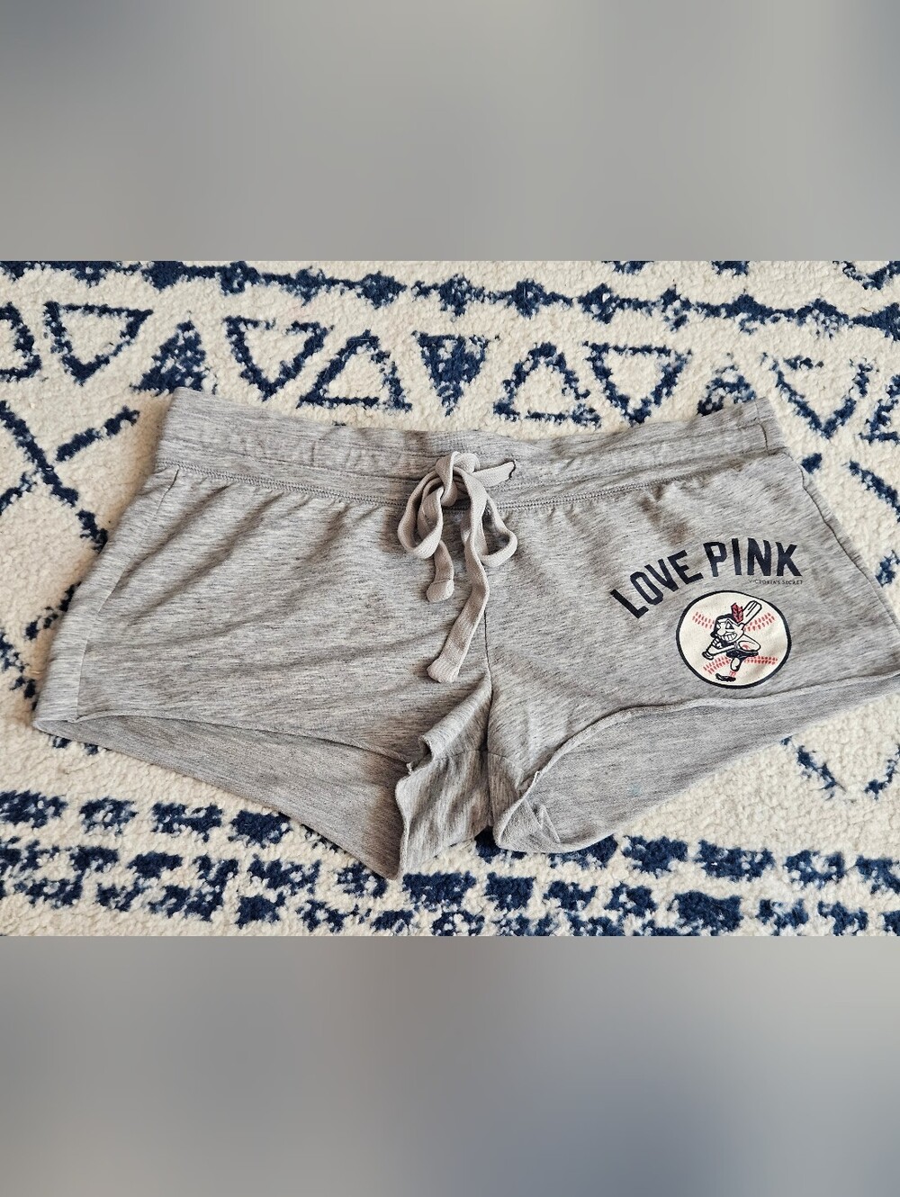 Love Pink Gray PJ Shorts - Cleveland Indians
